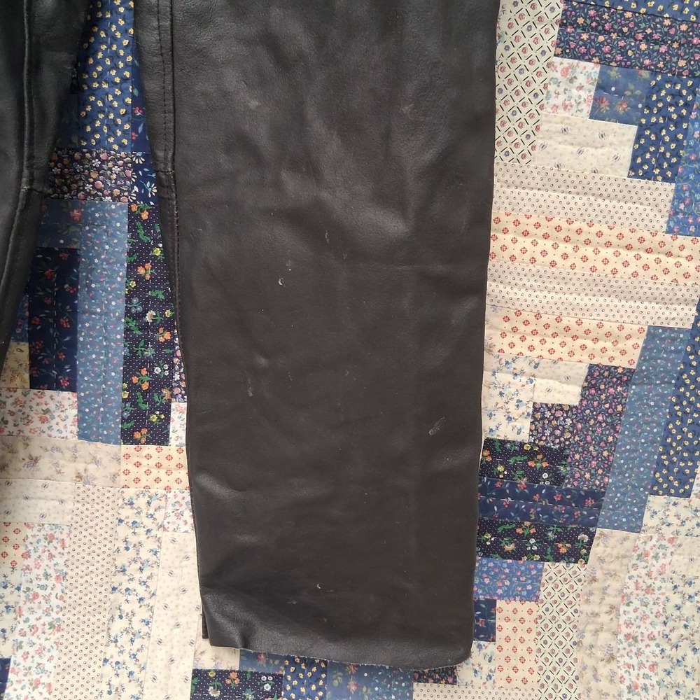 Interstate Leather Black Motorcycle Chaps Size 2XL Adjustable Waist - Picture 2 of 10